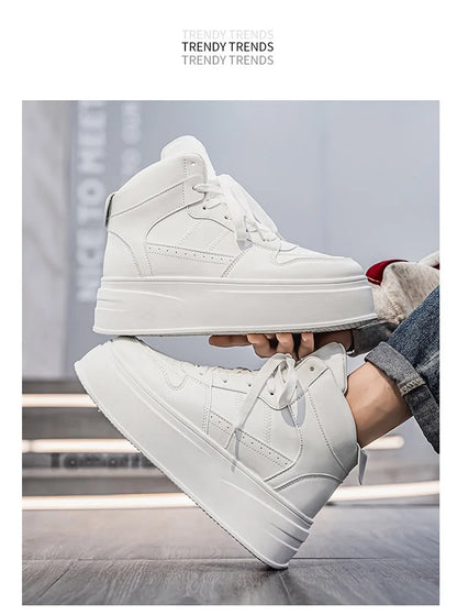 New 2025 Men's Thick Bottom Sneakers Spring Autumn Style Breathable Anti-Slip Heightening Casual Sports Platform Shoes