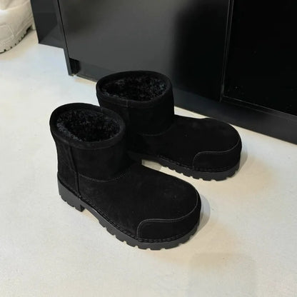 Fashionable Snow Boots Platform Elevating Warm Cotton Shoes Warm Big Head Design Long Boots Ladies All-over Brown Long Boots
