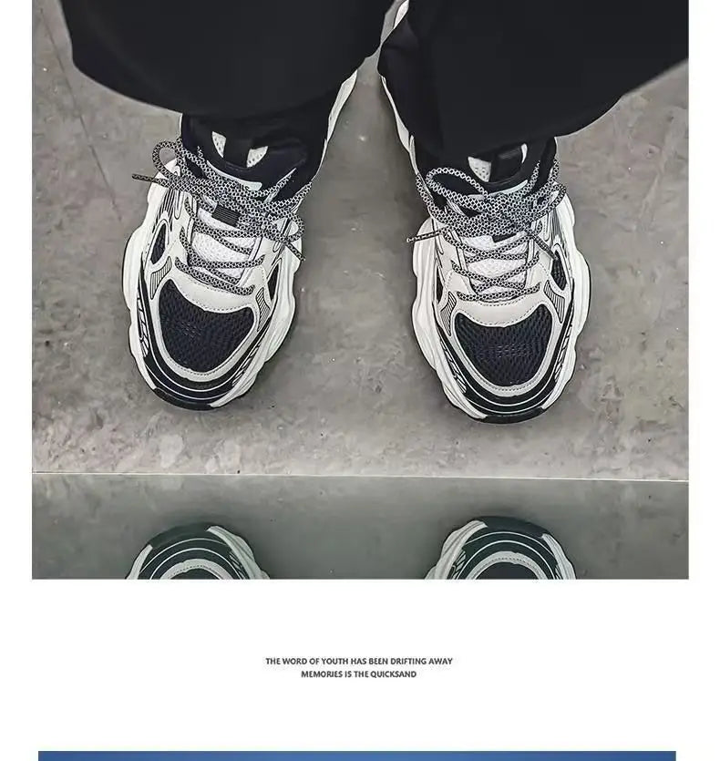 Men's 2026 Spring New Breathable Mesh Sneakers Korean Y2K Trendy Versatile Thick Sole Sports Casual Dad Shoes