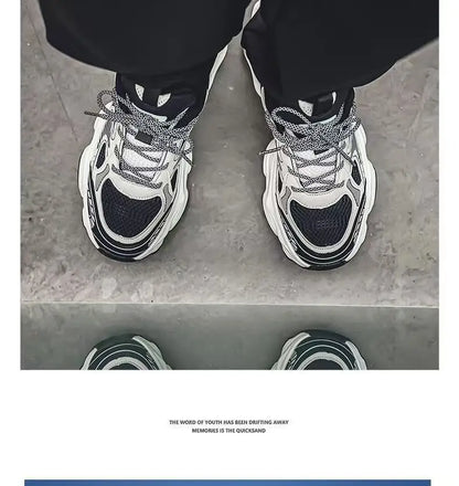Men's 2026 Spring New Breathable Mesh Sneakers Korean Y2K Trendy Versatile Thick Sole Sports Casual Dad Shoes