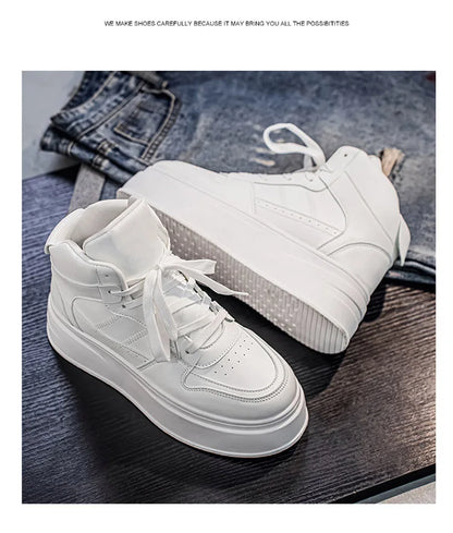 New 2025 Men's Thick Bottom Sneakers Spring Autumn Style Breathable Anti-Slip Heightening Casual Sports Platform Shoes