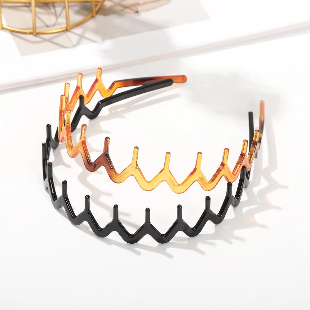 Curved Wavy Headband Black Toothed Non-slip Hair Hoops Hair Band Women Wash Face Hair Accessories Korean Bezel Head Hoops Band