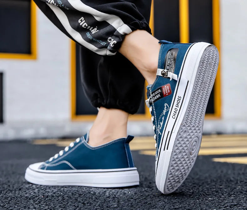 2025 Summer Men's Canvas Sneakers Low-Top Casual Breathable Shoes for Teen Trendy Lightweight Youth Streetwear Comfort Footwear