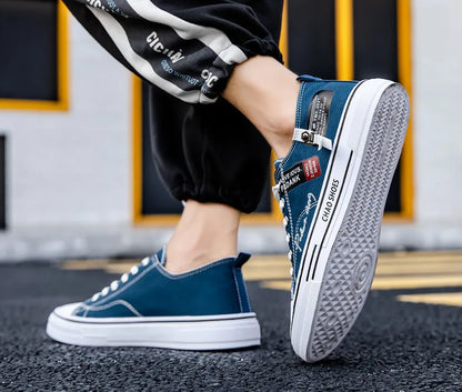 2025 Summer Men's Canvas Sneakers Low-Top Casual Breathable Shoes for Teen Trendy Lightweight Youth Streetwear Comfort Footwear