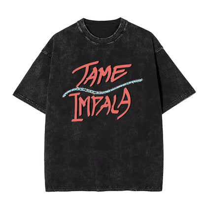2025 Washed Vintage Tame Impala Graphic Print T-shirts Men's Clothing Pop Rock Band T-shirt Men Women Fashion Retro T Shirt