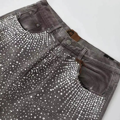 New American Trendy Brand Street Washed Ripped Edge Denim Shorts Men's and Women's Straight Versatile High Street Denim Shorts