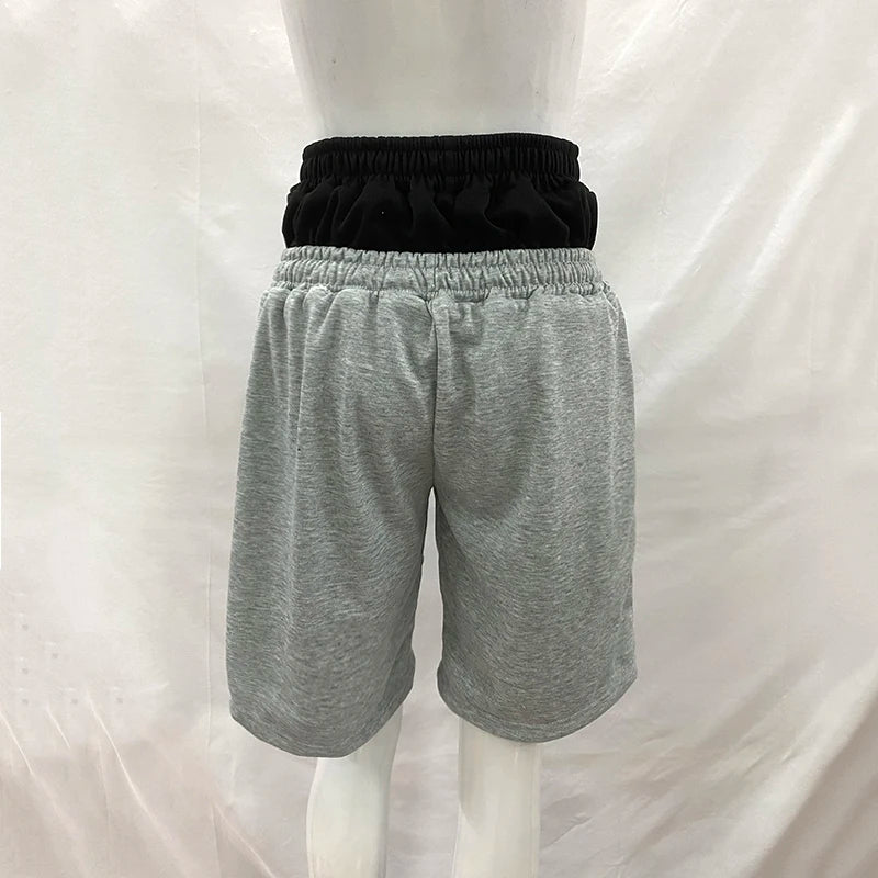 Summer Fashion Trend AK Printed Shorts Fake Two-Piece Double Waistband Casual Versatile Loose Five-Quarter Pants