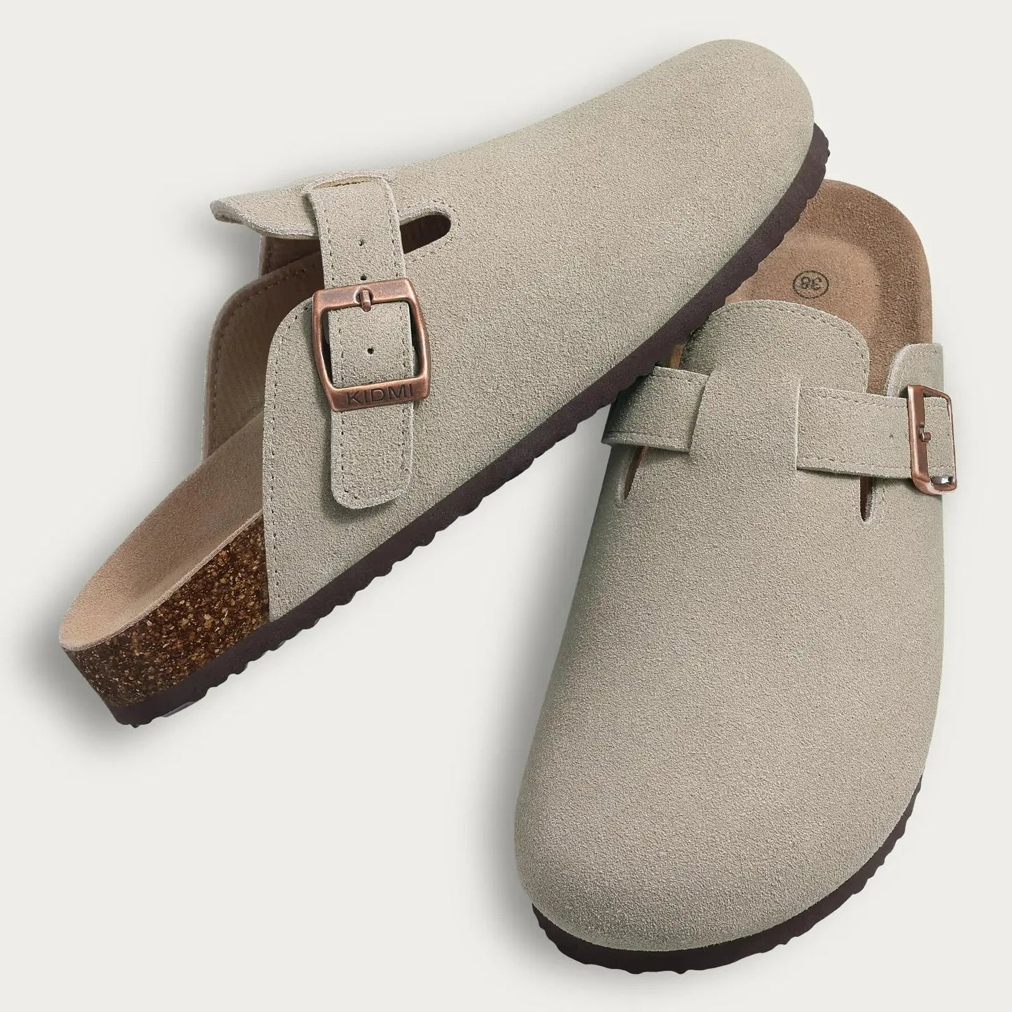 Crestar Cork Suede Mules Slippers For Women Fashion Men Clogs Shoes Classic Cork Antislip Outdoor Slippers With Arch Support