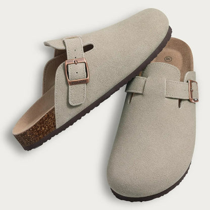 Crestar Cork Suede Mules Slippers For Women Fashion Men Clogs Shoes Classic Cork Antislip Outdoor Slippers With Arch Support