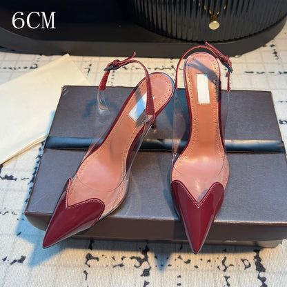 2026 New Design Heart-shaped Pointed Toe Backless Cool Shoes for Women Fashionable Transparent High-Heeled Bao Head Shoe