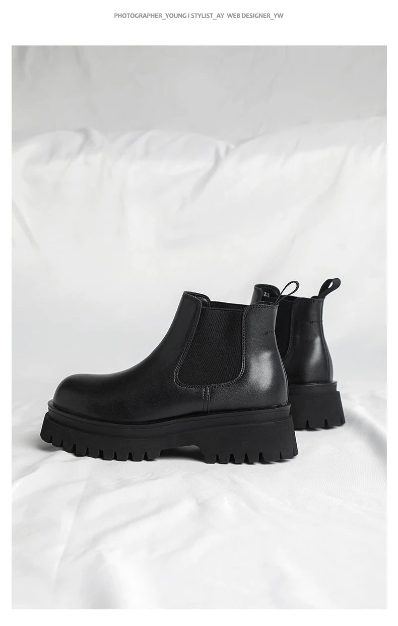 Men's Versatile Casual British Style Heightening Chelsea Boots, Paired with Trendy and Simple Ankle Boots for Outerwear.