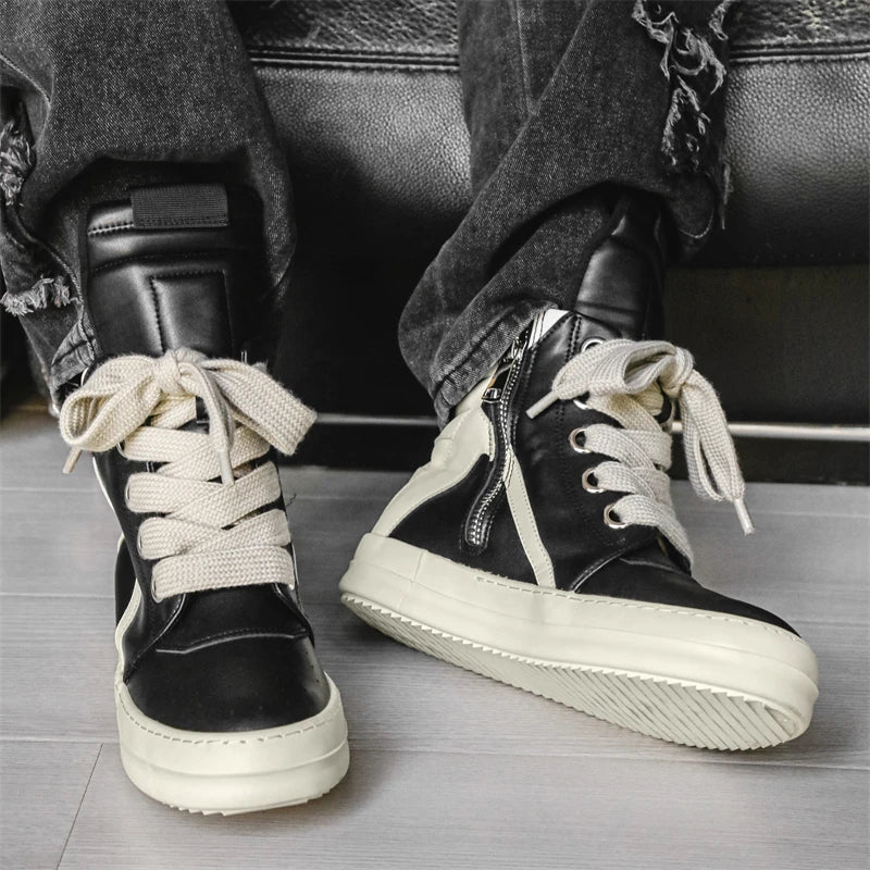 High-top Sports Shoes Lace-up Leather Ankle Boots Male Skateboard Shoes Basketball Sneakers 39-44 Men Casual Luxury Sneakers