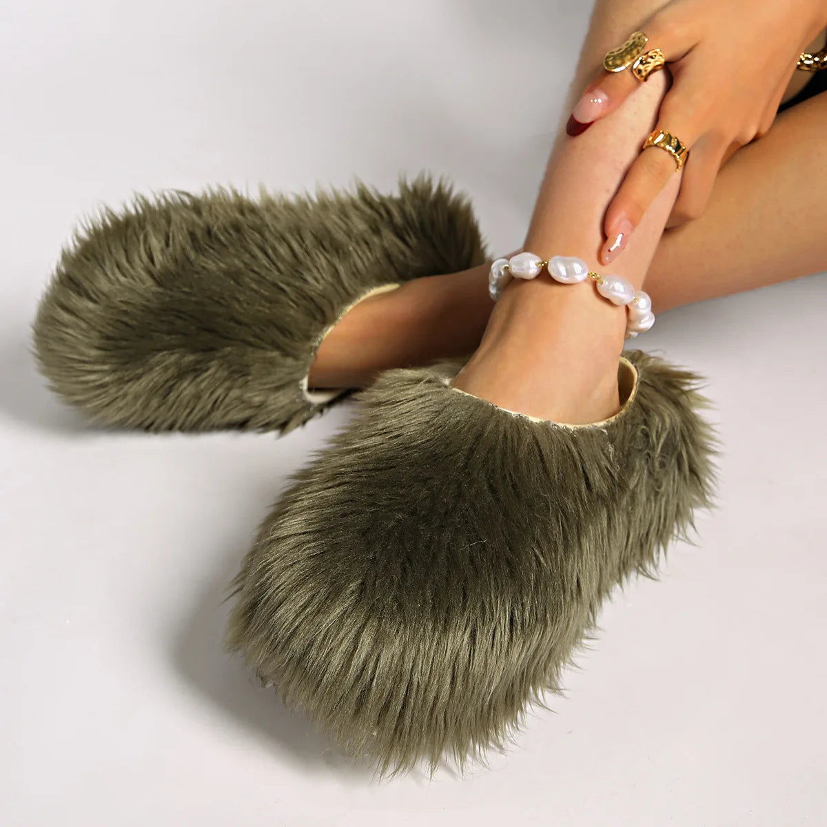 New Fur Slippers Imitation Fur Mueller Shoes Famous Height thick Soled Slippers