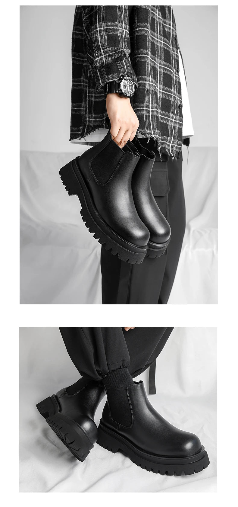 Men's Versatile Casual British Style Heightening Chelsea Boots, Paired with Trendy and Simple Ankle Boots for Outerwear.