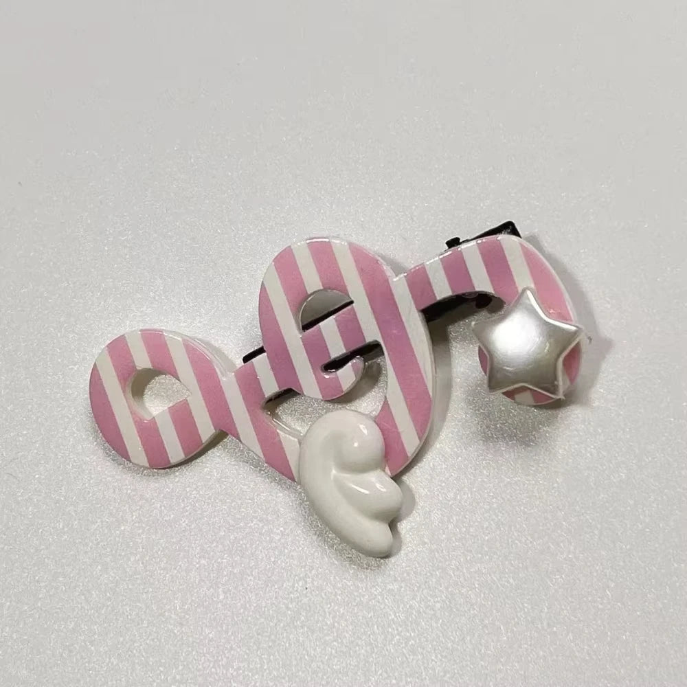 Kawaii trendy hair clips Musical Symbol Resin wings hair jewelry accessories y2k Unique Striped Star girls headband