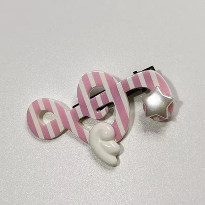 Kawaii trendy hair clips Musical Symbol Resin wings hair jewelry accessories y2k Unique Striped Star girls headband