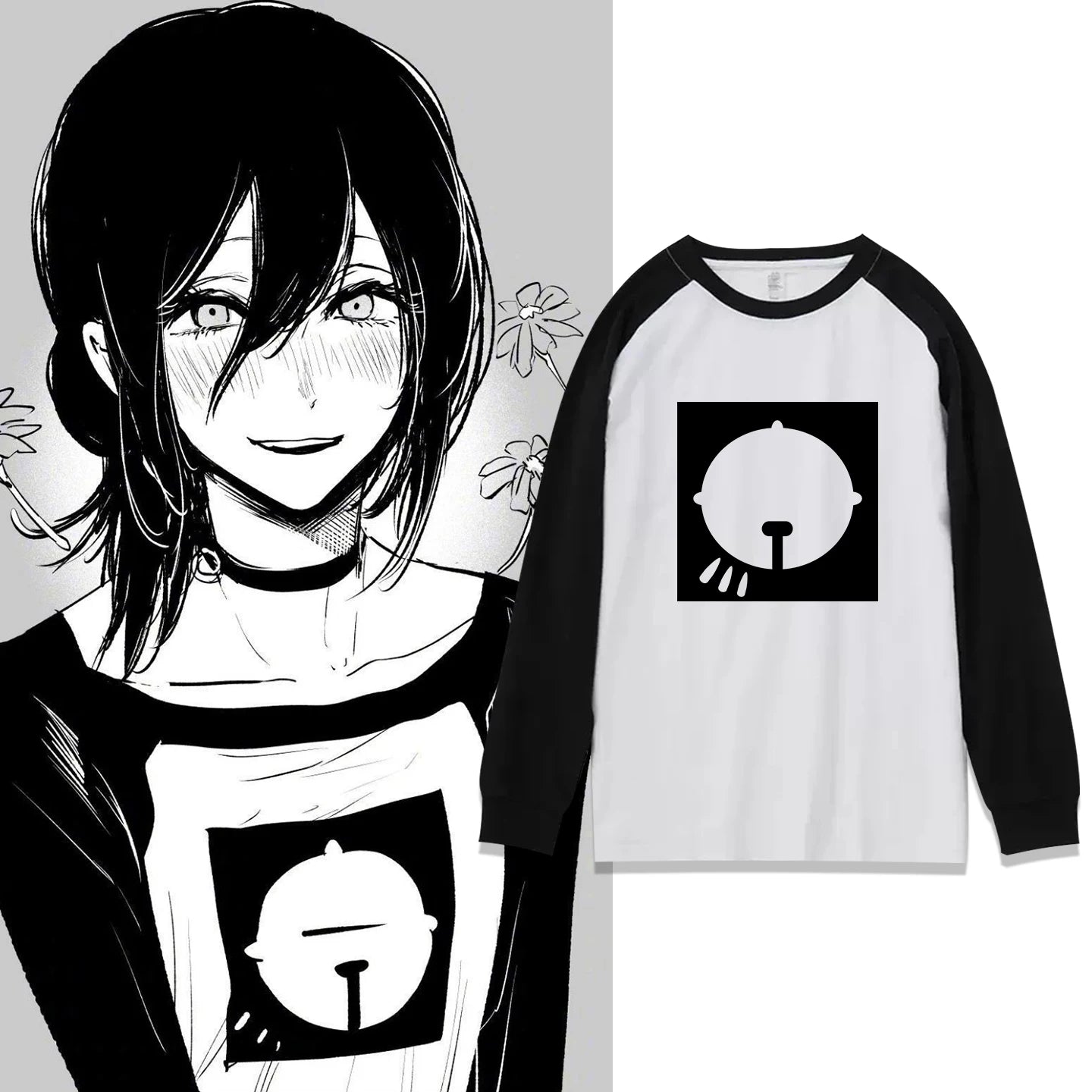 Anime Reze Long Sleeve T-shirt Cosplay Oversized Vintage Chainsaw Men Women Clothes Japanese Manga Tee Clothing Harajuku Y2k Top