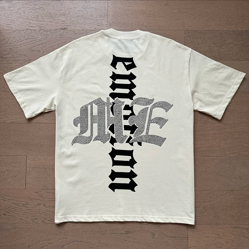 Fashion Brand MIXED EMOTION T-shirts Men Women Couple Streetwear Angel Print Summer Top Tee Round Neck Short Sleeve