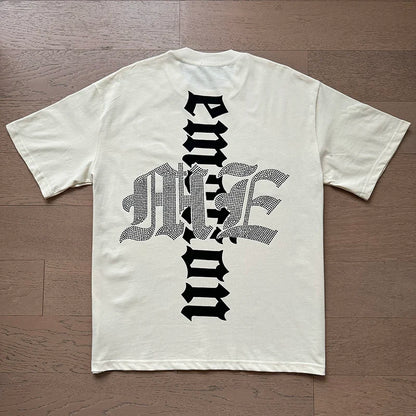 Fashion Brand MIXED EMOTION T-shirts Men Women Couple Streetwear Angel Print Summer Top Tee Round Neck Short Sleeve