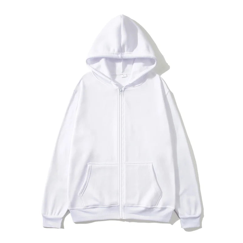 Men/Women zipper cardigan Hoodies pure color Casual Jacket Coats Fleece spring Autumn Sweatshirts Sports Streetwear men tops