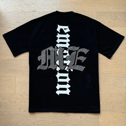 Fashion Brand MIXED EMOTION T-shirts Men Women Couple Streetwear Angel Print Summer Top Tee Round Neck Short Sleeve
