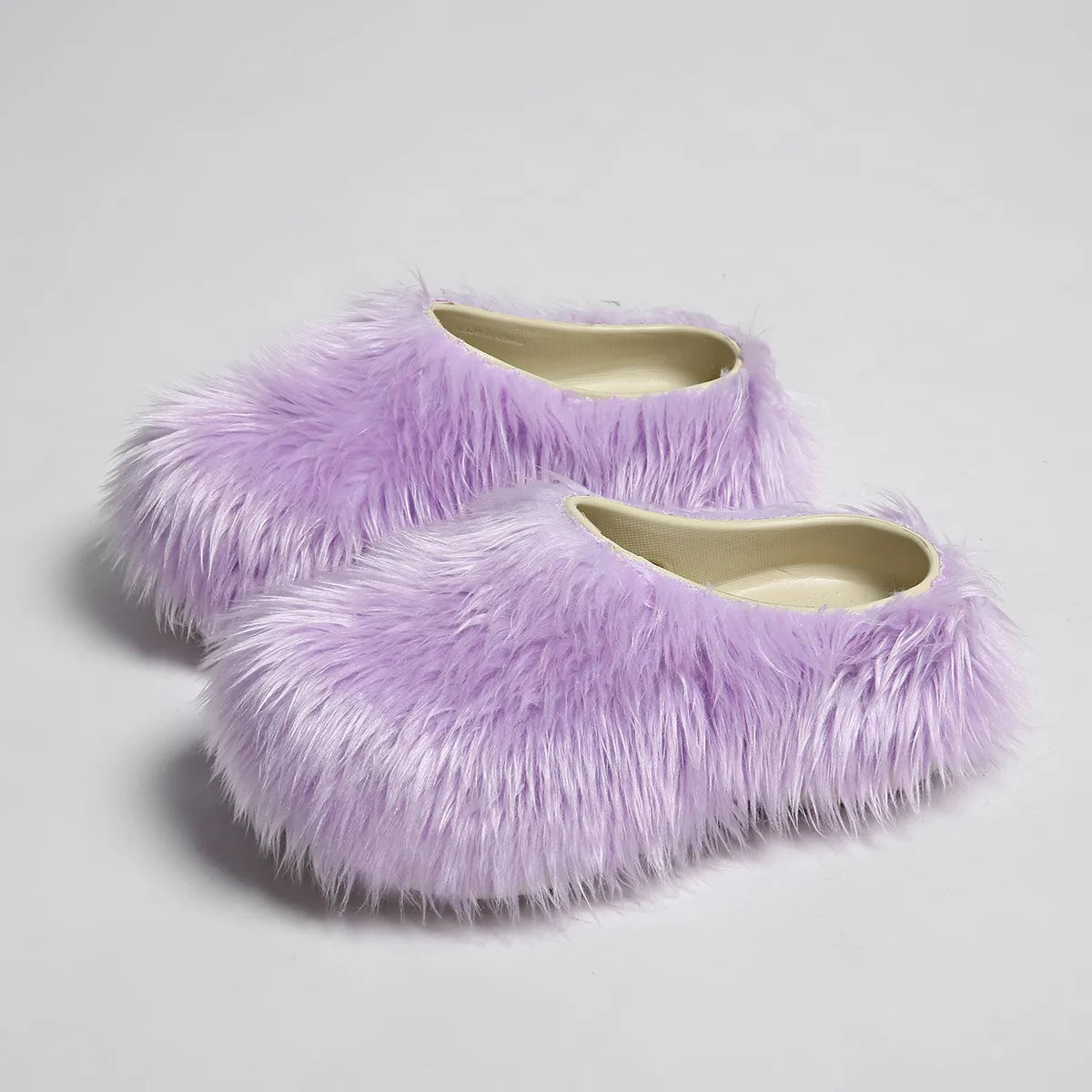 New Fur Slippers Imitation Fur Mueller Shoes Famous Height thick Soled Slippers