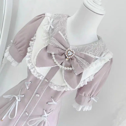 Japanese Style Lolita Sweet Dress Set 2026 New Vintage Plaid Cute Bow Short Sleeved Tops Jk Casual Y2k Shorts Girls Kawaii Set