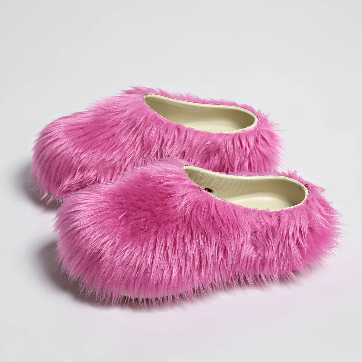 New Fur Slippers Imitation Fur Mueller Shoes Famous Height thick Soled Slippers