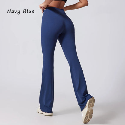 DIAS FIT JOY Women's Hip lifting flared pants high waisted yoga fitness pants sports micro flared yoga pants wide leg pants