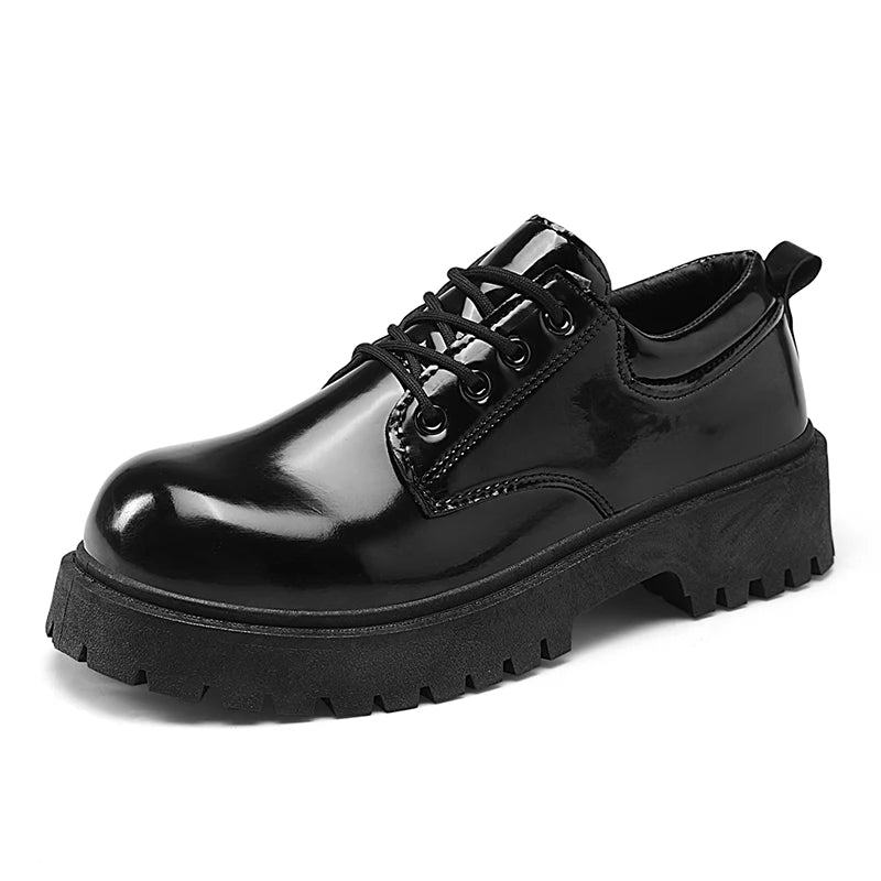 Couple's casual leather shoes Four Season thick sole anti slip comfort men's and women's workwear shoes plus size lace up shoes