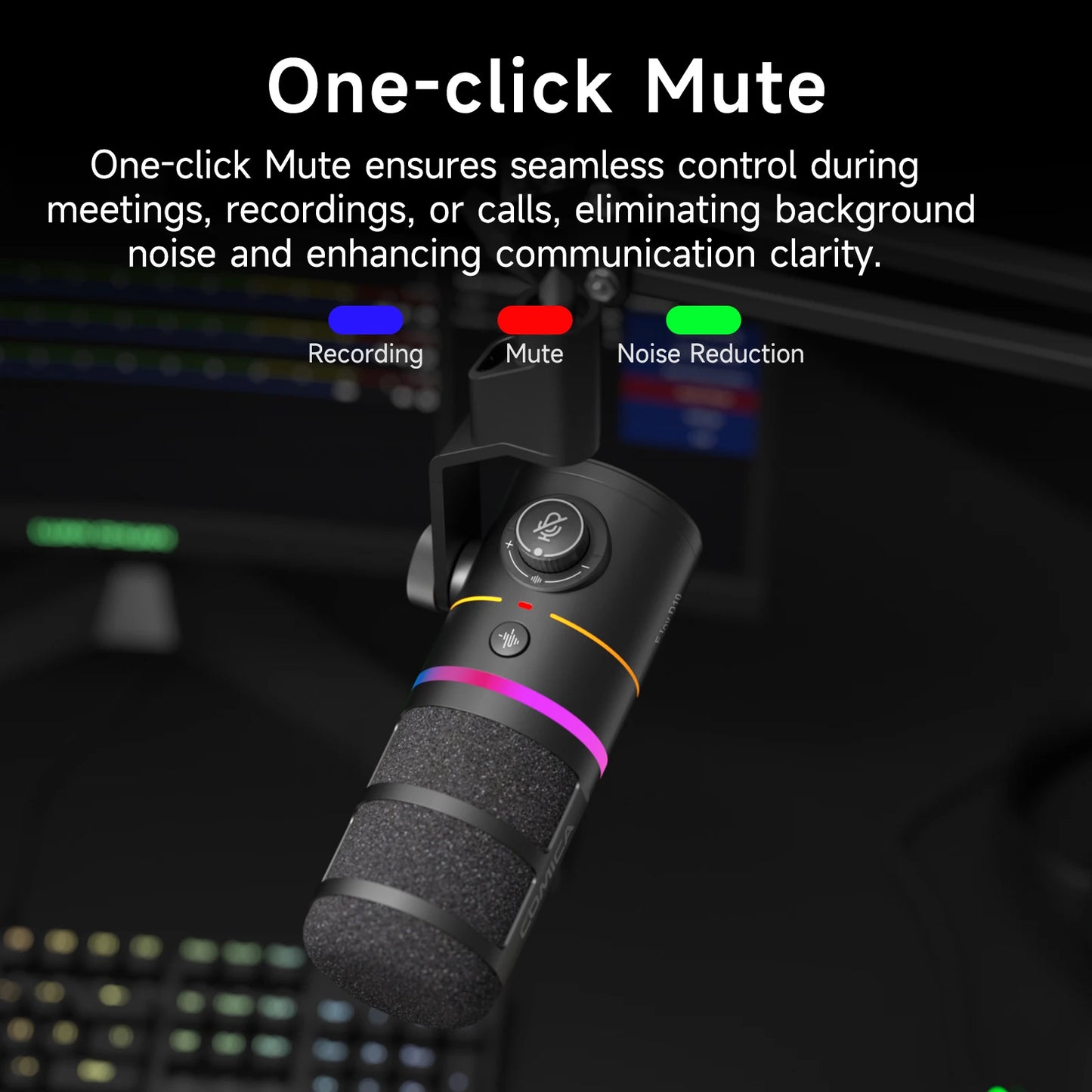 COMICA D10/D10 PRO RGB Cardioid USB/XLR Dynamic Desktop Gaming Mic Wired/Wireless Microphone for Streaming Interview Podcast