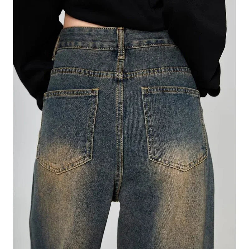 Summer Men Baggy Jeans Unisex Vintage American Style Straight Wide Leg Denim Pants Fashion Brand Hot Sale Casual Trousers
