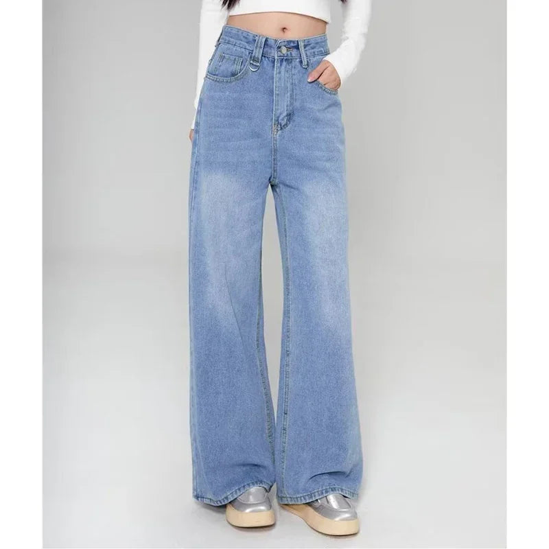 Summer Men Baggy Jeans Unisex Vintage American Style Straight Wide Leg Denim Pants Fashion Brand Hot Sale Casual Trousers