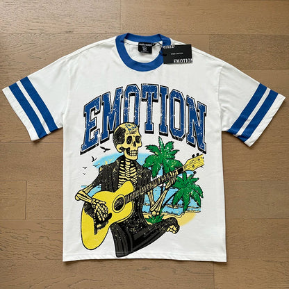 Fashion Brand MIXED EMOTION T-shirts Men Women Couple Streetwear Angel Print Summer Top Tee Round Neck Short Sleeve
