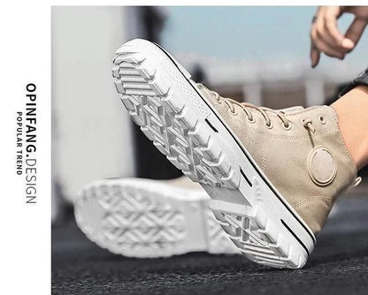 Shoes for Men 2025 New Men's Canvas Shoes High Top Casual Sneakers British Style Skateboarding Vulcanized Shoes Comfort Sneakers