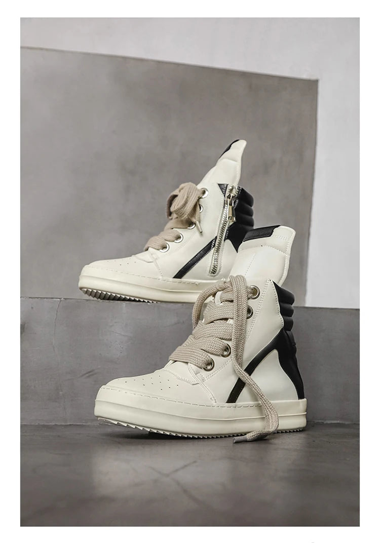 High-top Sports Shoes Lace-up Leather Ankle Boots Male Skateboard Shoes Basketball Sneakers 39-44 Men Casual Luxury Sneakers