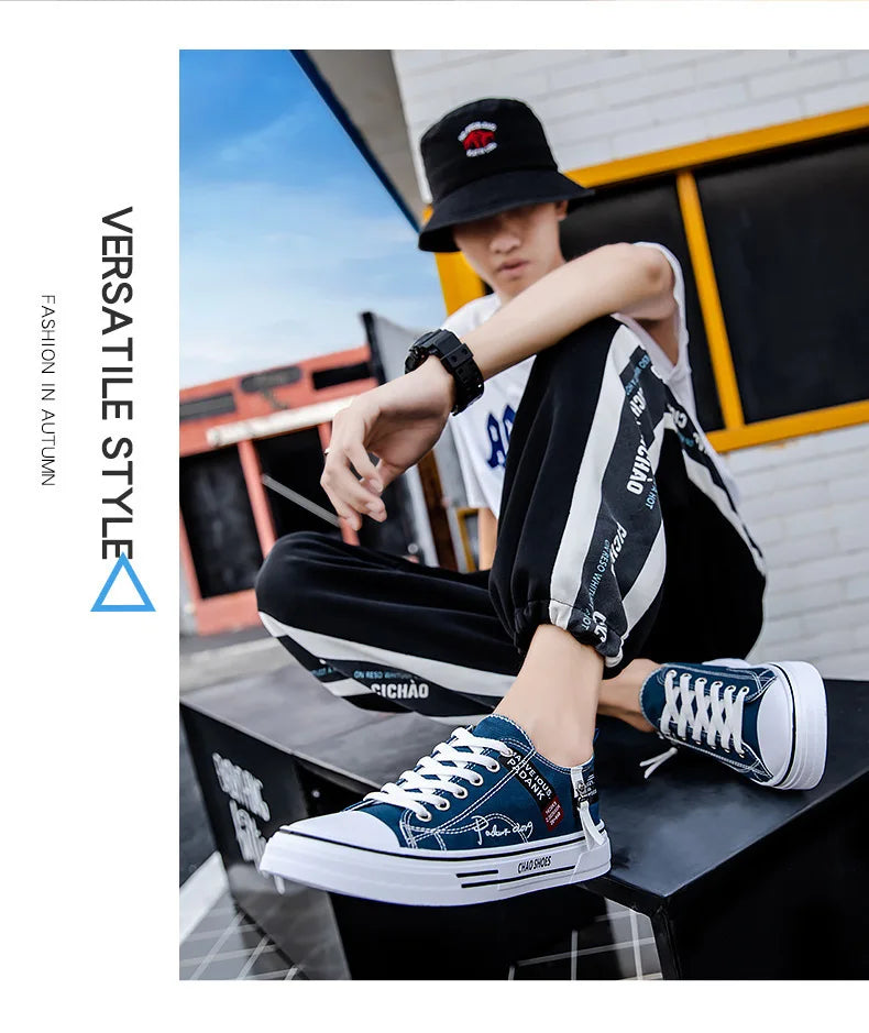 2025 Summer Men's Canvas Sneakers Low-Top Casual Breathable Shoes for Teen Trendy Lightweight Youth Streetwear Comfort Footwear