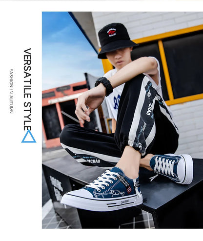 2025 Summer Men's Canvas Sneakers Low-Top Casual Breathable Shoes for Teen Trendy Lightweight Youth Streetwear Comfort Footwear