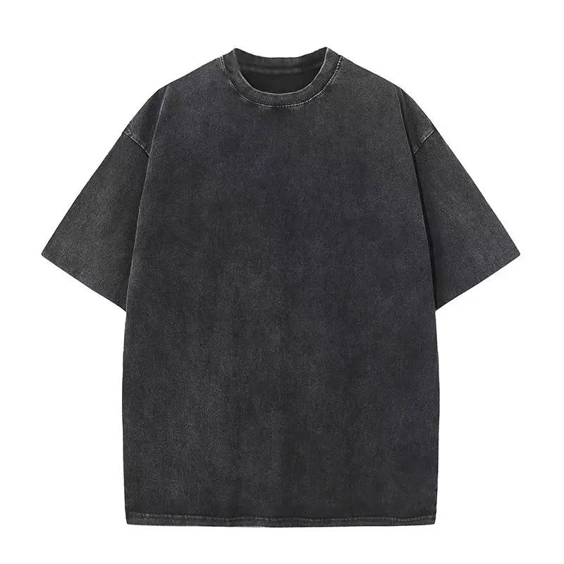 American Style Retro Heavyweight Solid Color Short Sleeved T-shirt Men Women Summer Street Trendy Washed Old Oversized Clothes