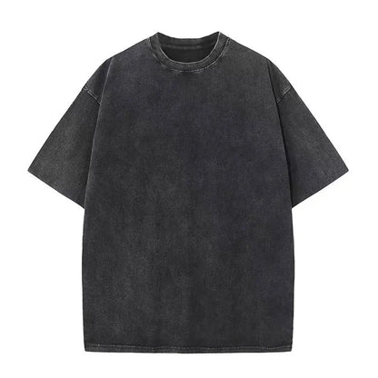 American Style Retro Heavyweight Solid Color Short Sleeved T-shirt Men Women Summer Street Trendy Washed Old Oversized Clothes