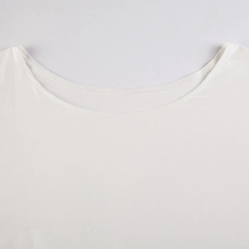 Streetwear Off-shoulder Crop Top Vintage 2000s White Long Sleeve Loose T Shirts Women Casual Autumn y2k T-shirt Harajuku