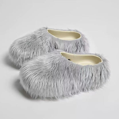 New Fur Slippers Imitation Fur Mueller Shoes Famous Height thick Soled Slippers