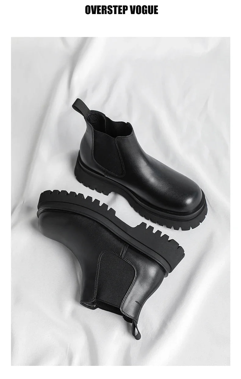 Men's Versatile Casual British Style Heightening Chelsea Boots, Paired with Trendy and Simple Ankle Boots for Outerwear.