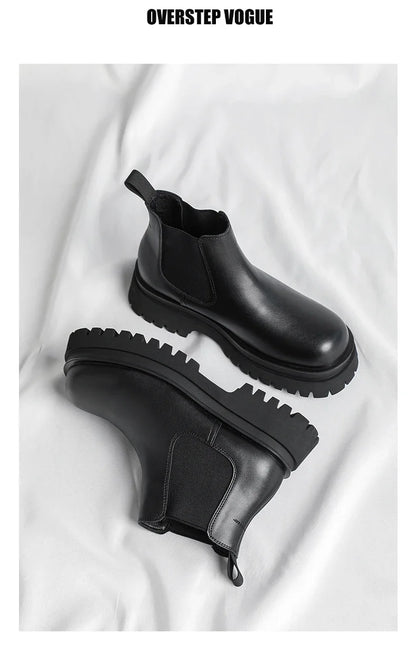 Men's Versatile Casual British Style Heightening Chelsea Boots, Paired with Trendy and Simple Ankle Boots for Outerwear.