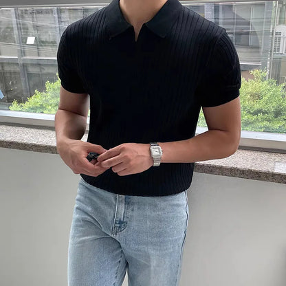Summer Sports And Leisure Slim Fit T-Shirt Fashionable Men's Golf Polo Shirt Open Neck Breathable Quick Drying Short Sleeved Top