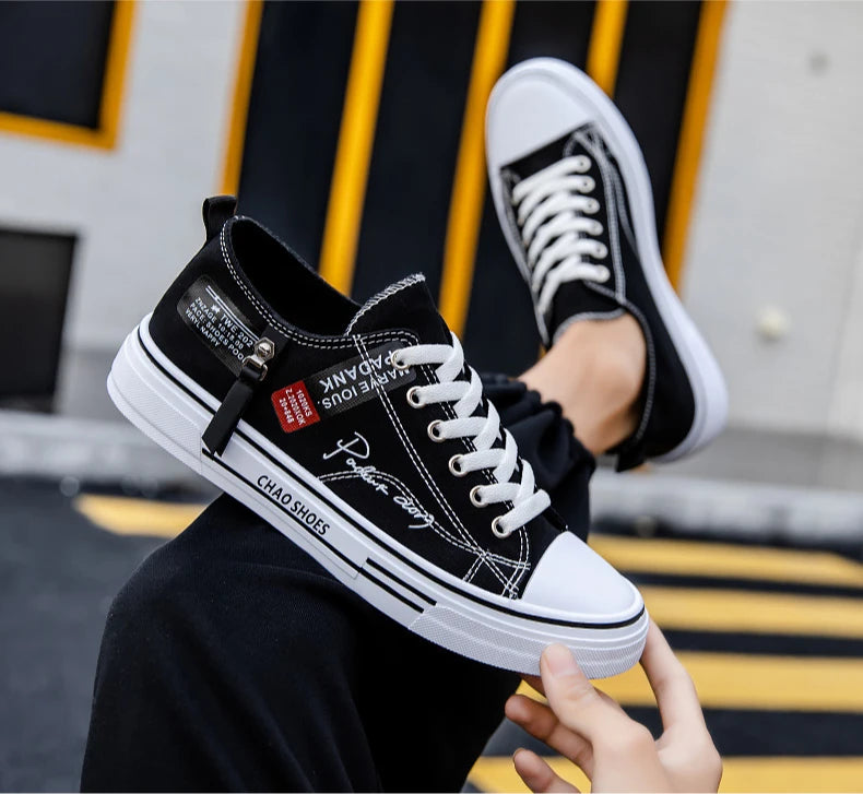 2025 Summer Men's Canvas Sneakers Low-Top Casual Breathable Shoes for Teen Trendy Lightweight Youth Streetwear Comfort Footwear