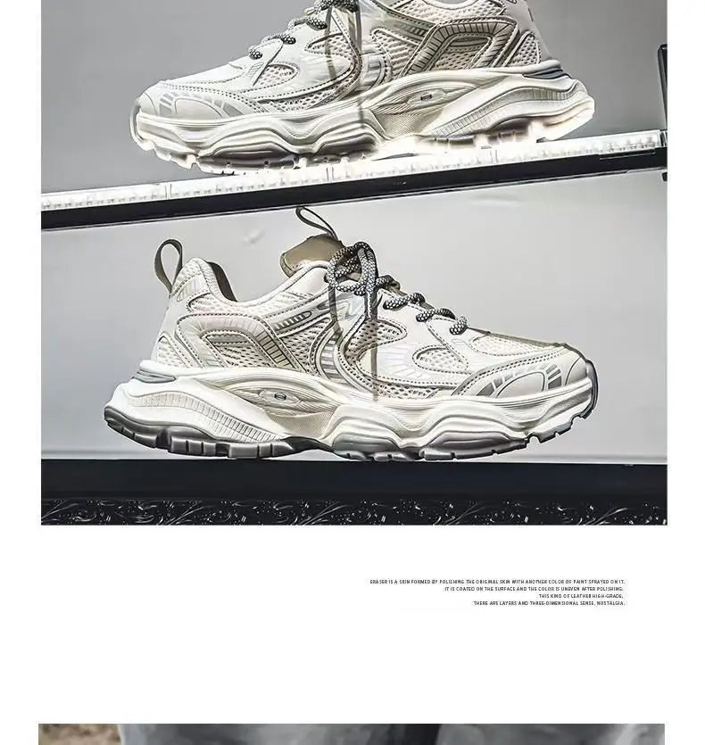 Men's 2026 Spring New Breathable Mesh Sneakers Korean Y2K Trendy Versatile Thick Sole Sports Casual Dad Shoes