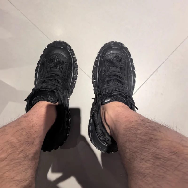 Fashion Brand Men's Or Women's Thick-soled Sports Shoes 2026 Spring New Rivet Design Couple Sports Shoes Breathable Casual Shoes