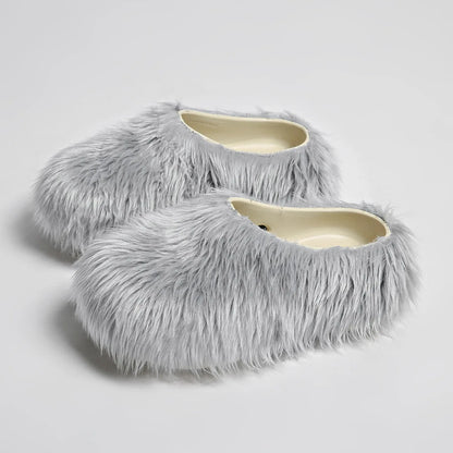 New Fur Slippers Imitation Fur Mueller Shoes Famous Height thick Soled Slippers