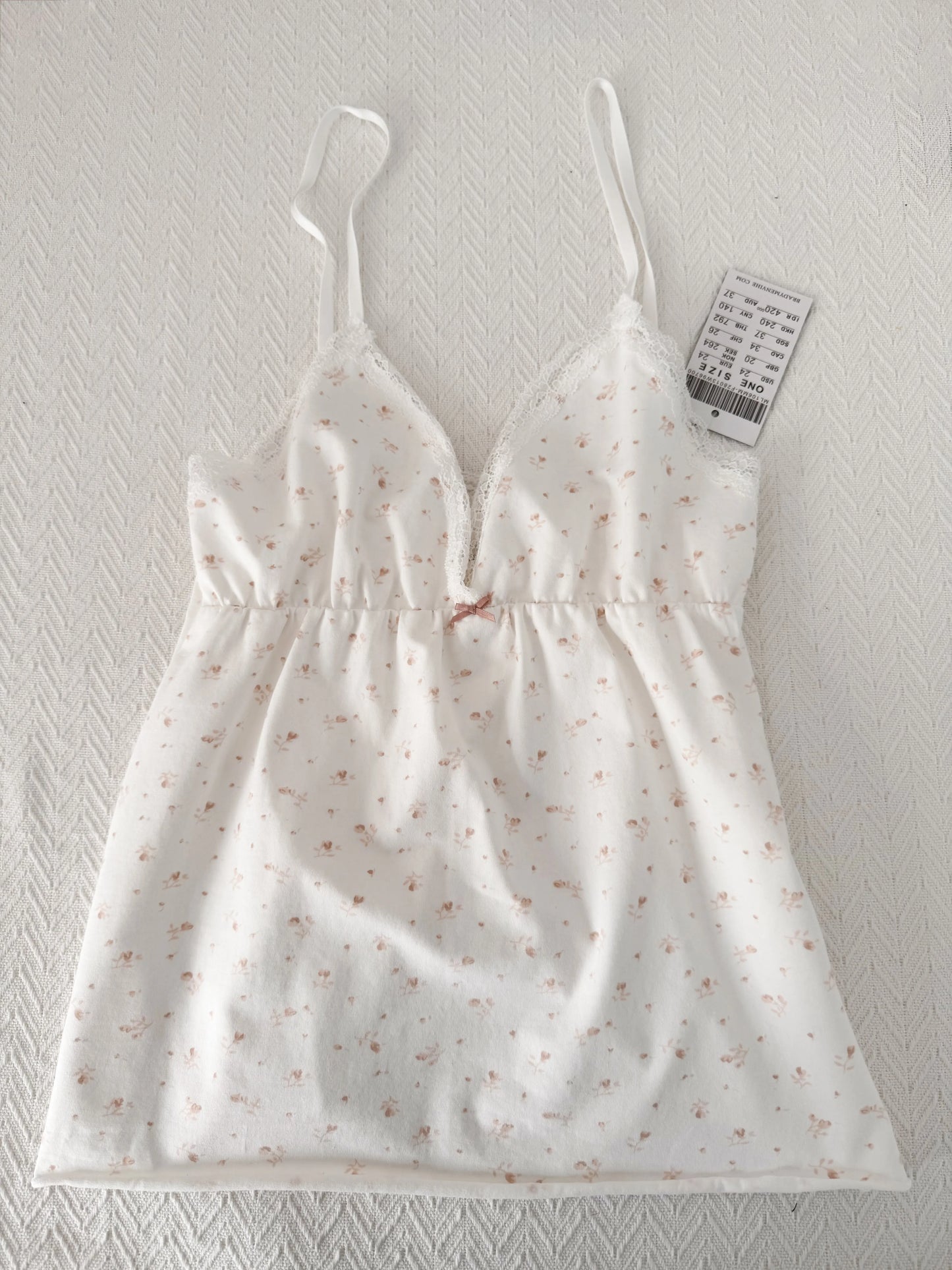 Floral Print Bow V Neck Camis Women Chic Lace Trim Sleeveless Slim Crop Tops Vest Sweet Casual Fashion Raw Hem Tank Top Y2k New